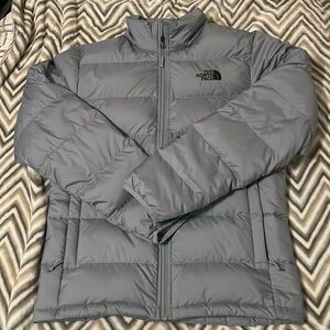 Grey North Face puffer